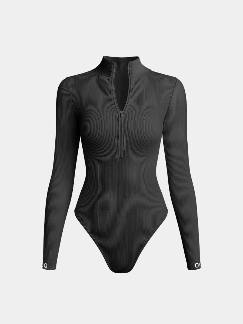 OQQ long sleeve 3/4 zip body suit